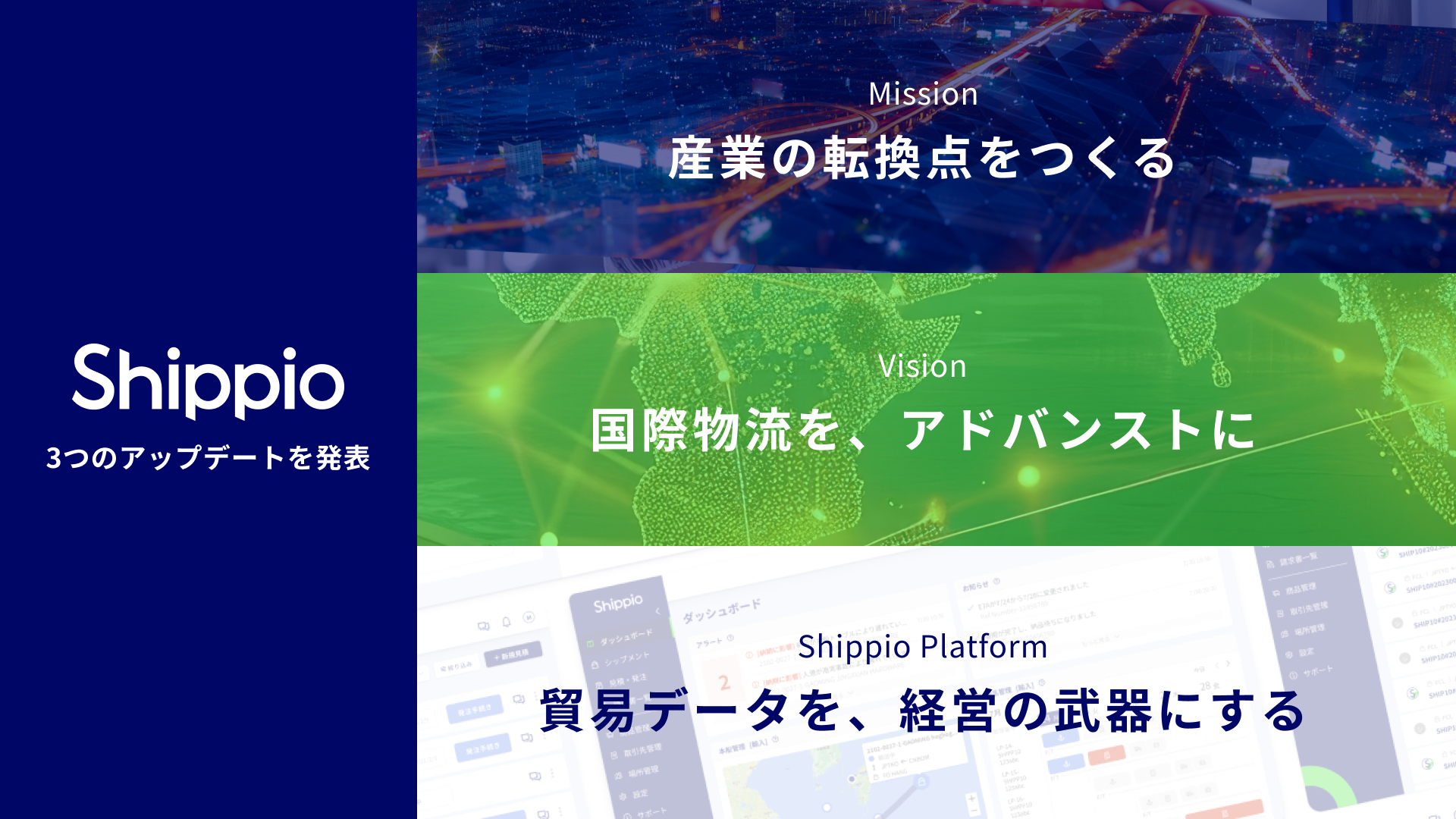 国際物流DXのShippioがコーポレートミッション・ビジョンをアップデート 〜「Shippio Platform構想」とサービスリネームも発表〜